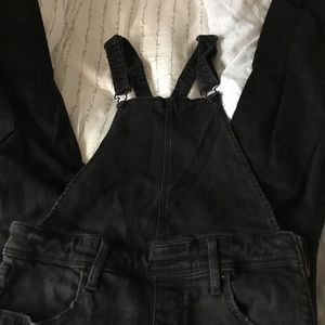 ae skinny distressed overalls